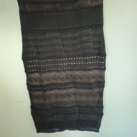 Catherine Malandrino Favorites Short Sleeve Crochet Black Bodycon Mini Dress M - Picture 12 of 14